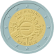Visuel de la pi&egrave;ce comm&eacute;morative: Saint-Marin 2012, 10 ans de la mise en circulation des billets et des pi�ces en euro